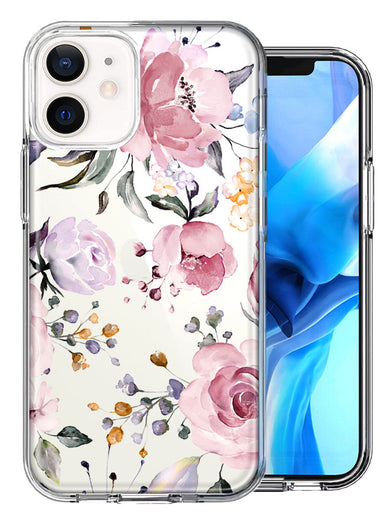 For Apple iPhone 12 Mini Soft Pastel Spring Floral Flowers Blush Lavender Phone Case Cover