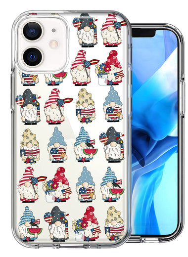 Apple iPhone 12 Mini USA Fourth Of July American Summer Cute Gnomes Patriotic Parade Double Layer Phone Case Cover