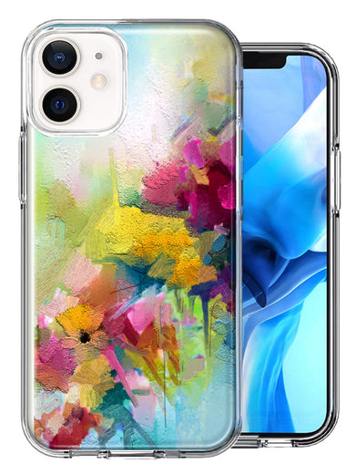 For Apple iPhone 12 Mini Watercolor Flowers Abstract Spring Colorful Floral Painting Phone Case Cover