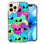 Apple iPhone 11 Pro Bright Rainbow Nightmare Skulls Spooky Season Halloween Design Double Layer Phone Case Cover