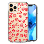 Apple iPhone 11 Pro Christmas Winter Red White Peppermint Candies Swirls Candycanes Design Double Layer Phone Case Cover