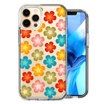 Apple iPhone 11 Pro Max Groovy Gradient Retro Color Flowers Double Layer Phone Case Cover