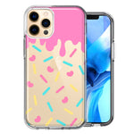 Apple iPhone 11 Pro Max Pink Drip Frosting Cute Heart Sprinkles Kawaii Cake Design Double Layer Phone Case Cover