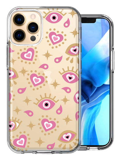 Apple iPhone 11 Pro Max Pink Evil Eye Lucky Love Law Of Attraction Design Double Layer Phone Case Cover
