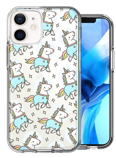 Apple iPhone 12 Space Unicorns Design Double Layer Phone Case Cover