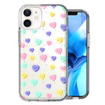 Apple iPhone 12 Mini Valentine's Day Heart Candies Polkadots Design Double Layer Phone Case Cover