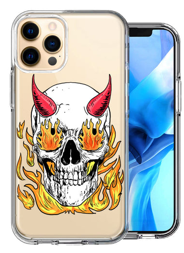 Apple iPhone 11 Pro Flamming Devil Skull Design Double Layer Phone Case Cover