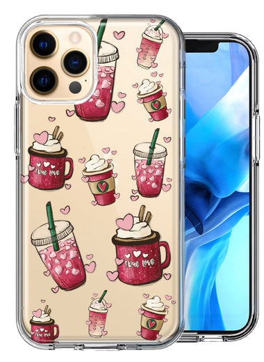 Apple iPhone 11 Pro Coffee Lover Valentine's Hearts Pink Drink Latte Double Layer Phone Case Cover
