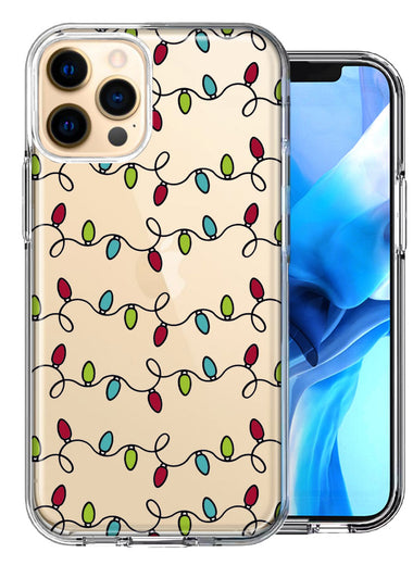 Apple iPhone 11 Pro Max Vintage Christmas Lights Design Double Layer Phone Case Cover