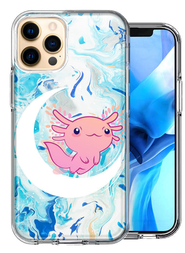 Apple iPhone 11 Pro Max Pink Axolotl Moon Mable Design Double Layer Phone Case Cover