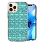 Apple iPhone 11 Pro Teal Christmas Reindeer Pattern Design Double Layer Phone Case Cover