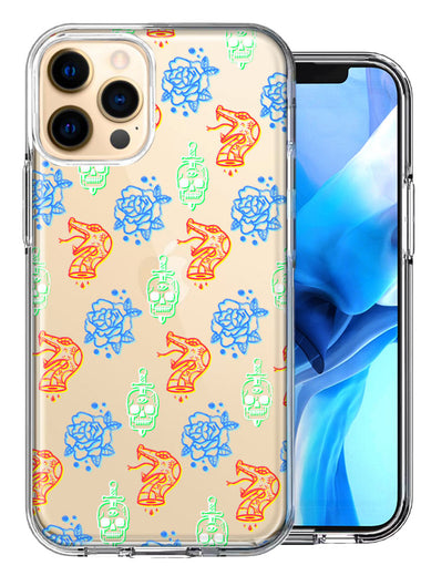 Apple iPhone 11 Pro Max Snakes Skulls Roses Design Double Layer Phone Case Cover