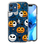 Apple iPhone 12 Halloween Jack-O-Lantern Pumpkin Skull Spooky Design Double Layer Phone Case Cover