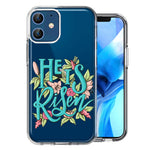 Apple iPhone 12 He Is Risen Text Easter Jesus Christian Flowers Double Layer Phone Case Cover