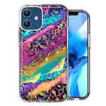 Apple iPhone 12 Leopard Paint Colorful Beautiful Abstract Milkyway Double Layer Phone Case Cover