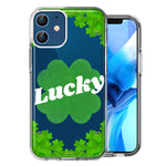 Apple iPhone 12 Lucky St Patrick's Day Shamrock Green Clovers Double Layer Phone Case Cover