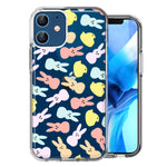 Apple iPhone 12 Pastel Easter Polkadots Bunny Chick Candies Double Layer Phone Case Cover