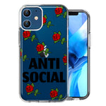 Apple iPhone 12 Anti Social Roses Design Double Layer Phone Case Cover