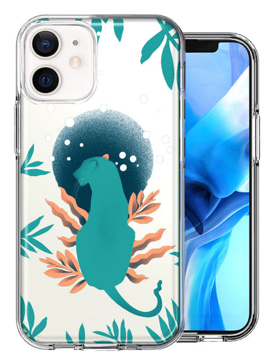 Apple iPhone 12 Mini Moon Green Jaguar Design Double Layer Phone Case Cover