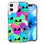 Apple iPhone 12 Mini Bright Rainbow Nightmare Skulls Spooky Season Halloween Design Double Layer Phone Case Cover