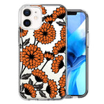 Apple iPhone 12 Mini Orange Chrysanthemum Flowers Design Double Layer Phone Case Cover