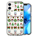 Apple iPhone 12 Classic Christmas Polka Dots Santa Snowman Reindeer Candy Cane Design Double Layer Phone Case Cover