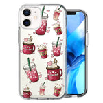 Apple iPhone 12 Mini Coffee Lover Valentine's Hearts Pink Drink Latte Double Layer Phone Case Cover