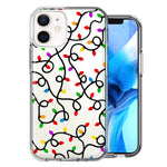 Apple iPhone 12 Colorful Nostalgic Vintage Christmas Holiday Winter String Lights Design Double Layer Phone Case Cover