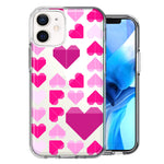 Apple iPhone 12 Mini Pink Purple Origami Valentine's Day Polkadot Hearts Design Double Layer Phone Case Cover