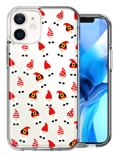 Apple iPhone 12 Mini Cute Red Christmas Holiday Santa Gnomes Design Double Layer Phone Case Cover
