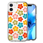 Apple iPhone 12 Mini Groovy Gradient Retro Color Flowers Double Layer Phone Case Cover