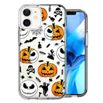 Apple iPhone 12 Mini Halloween Jack-O-Lantern Pumpkin Skull Spooky Design Double Layer Phone Case Cover