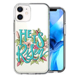 Apple iPhone 12 Mini He Is Risen Text Easter Jesus Christian Flowers Double Layer Phone Case Cover