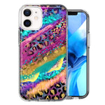 Apple iPhone 12 Mini Leopard Paint Colorful Beautiful Abstract Milkyway Double Layer Phone Case Cover