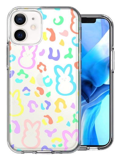 Apple iPhone 12 Mini Leopard Easter Bunny Candy Colorful Rainbow Double Layer Phone Case Cover