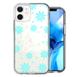 Apple iPhone 12 Christmas Holiday Let It Snow Winter Blue Snowflakes Design Double Layer Phone Case Cover