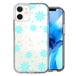Apple iPhone 11 Christmas Holiday Let It Snow Winter Blue Snowflakes Design Double Layer Phone Case Cover