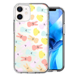 Apple iPhone 12 Mini Pastel Easter Polkadots Bunny Chick Candies Double Layer Phone Case Cover