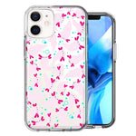 Apple iPhone 12 Mini Pink Happy Swimming Axolotls Polka Dots Double Layer Phone Case Cover