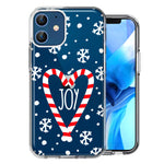 Apple iPhone 12 Winter Joy Snow Peppermint Candy Cane Heart Festive Christmas Double Layer Phone Case Cover