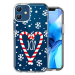 Apple iPhone 12 Mini Winter Joy Snow Peppermint Candy Cane Heart Festive Christmas Double Layer Phone Case Cover