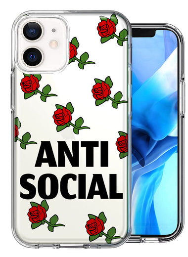 Apple iPhone 12 Mini Anti Social Roses Design Double Layer Phone Case Cover