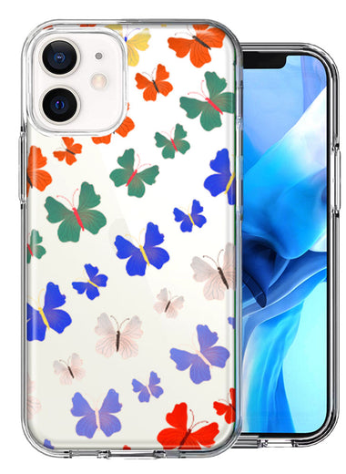 Apple iPhone 11 Colorful Butterflies Design Double Layer Phone Case Cover