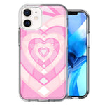 Apple iPhone 12 Mini Pink Gem Hearts Design Double Layer Phone Case Cover