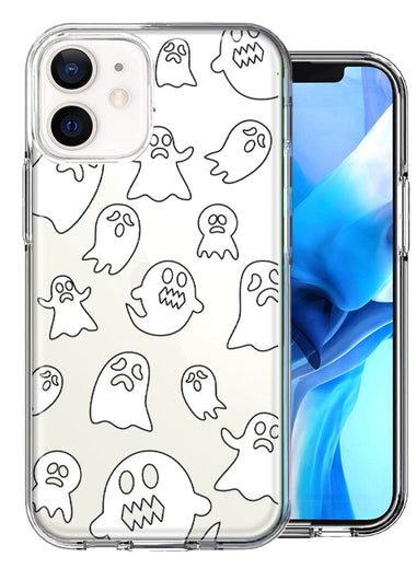 Apple iPhone 12 Halloween Spooky Ghost Design Double Layer Phone Case Cover