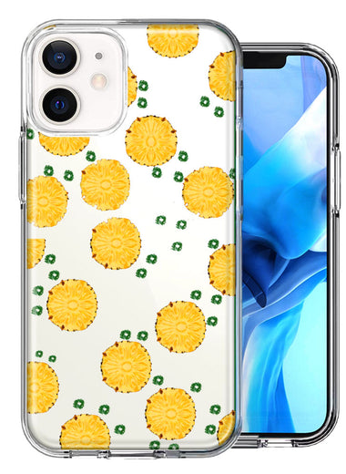Apple iPhone 12 Mini Tropical Pineapples Polkadots Design Double Layer Phone Case Cover