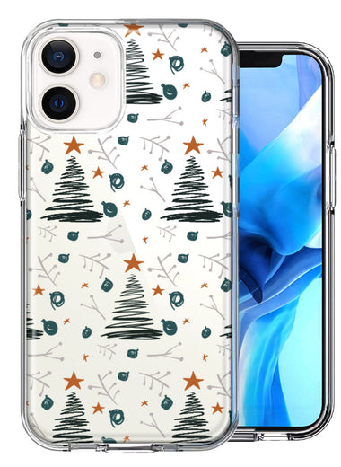 Apple iPhone 12 Mini Holiday Christmas Trees Design Double Layer Phone Case Cover