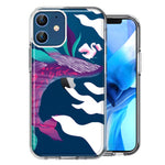 Apple iPhone 12 Mystic Floral Whale Design Double Layer Phone Case Cover