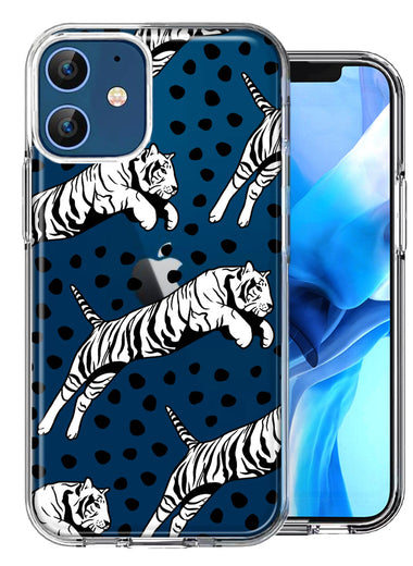 Apple iPhone 12 Tiger Polkadots Design Double Layer Phone Case Cover