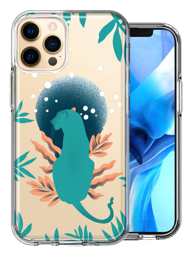 Apple iPhone 12 Pro Max Moon Green Jaguar Design Double Layer Phone Case Cover